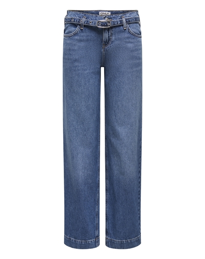 Only - ONLBrenda Low Wide Belt Jeans - Dark Blue Denim